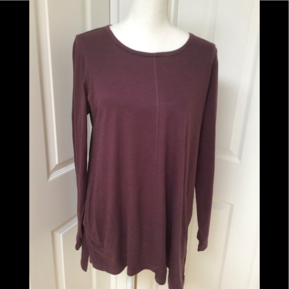 Logo by Lori Goldstein Burgundy Long Sleeve Top.